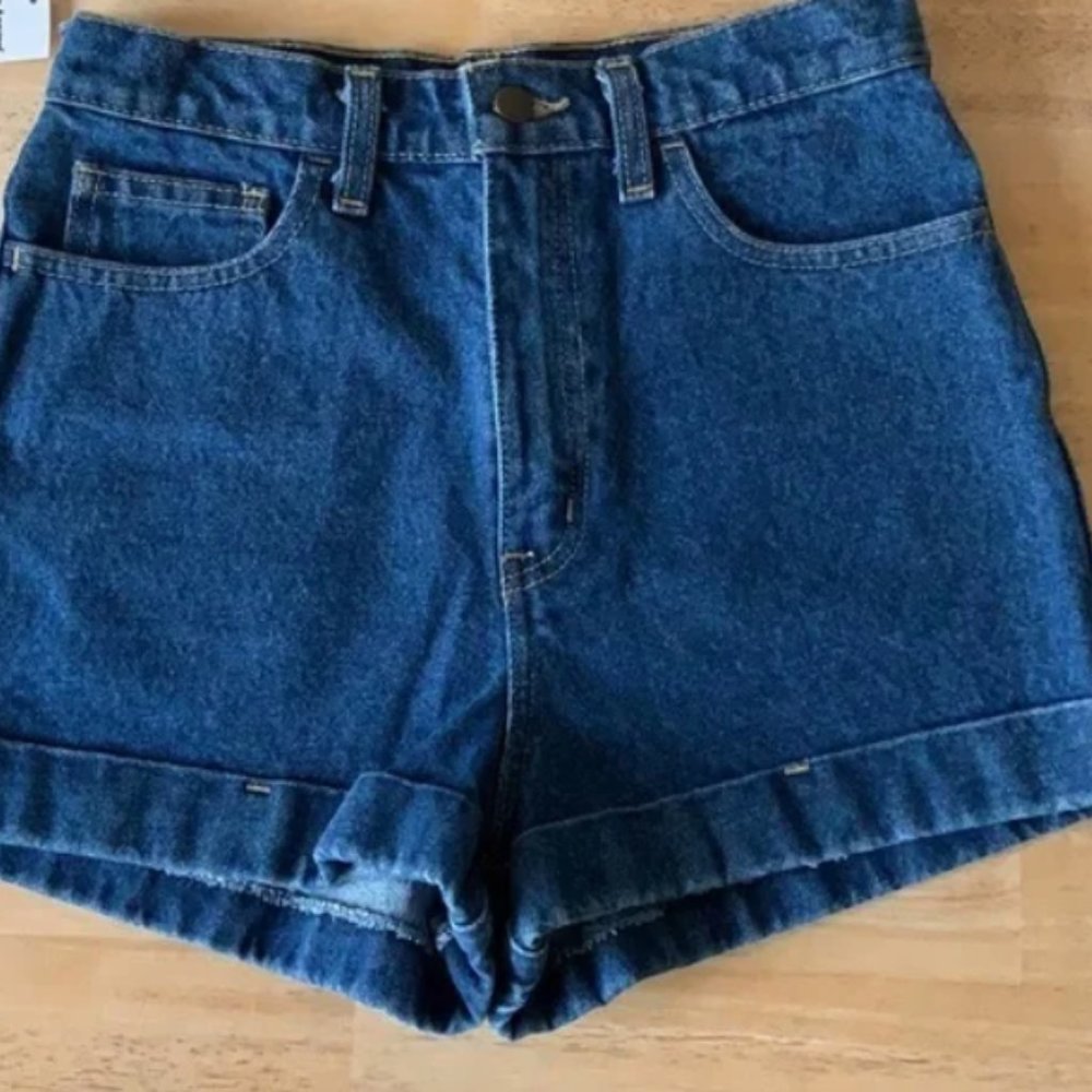 American Apparel High-Waist Cuff Denim Shorts